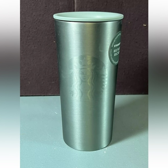 Starbucks 2021 Stainless Steel 12oz Tumbler Mint Green Recycled Plastic Lid - Picture 4 of 7